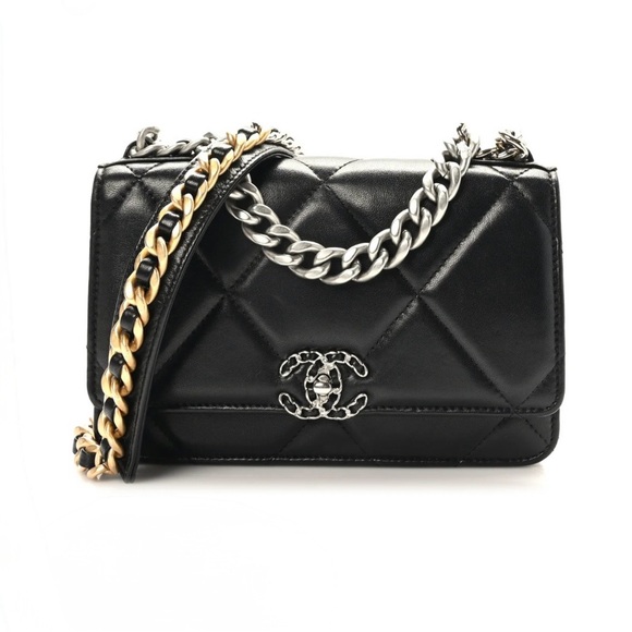 CHANEL Handbags - CHANEL
Lambskin Quilted Chanel 19 Wallet On Chain WOC Black